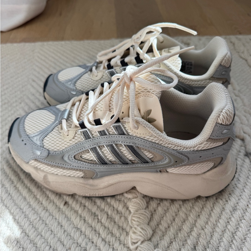 adidas Ozweego White and Light Gray Mesh Running Sneakers, Adiplus